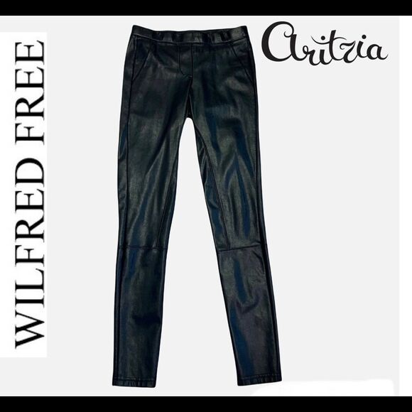 Aritzia Wilfred free black faux leather vegan stretchy leggings size extra small - Picture 1 of 9